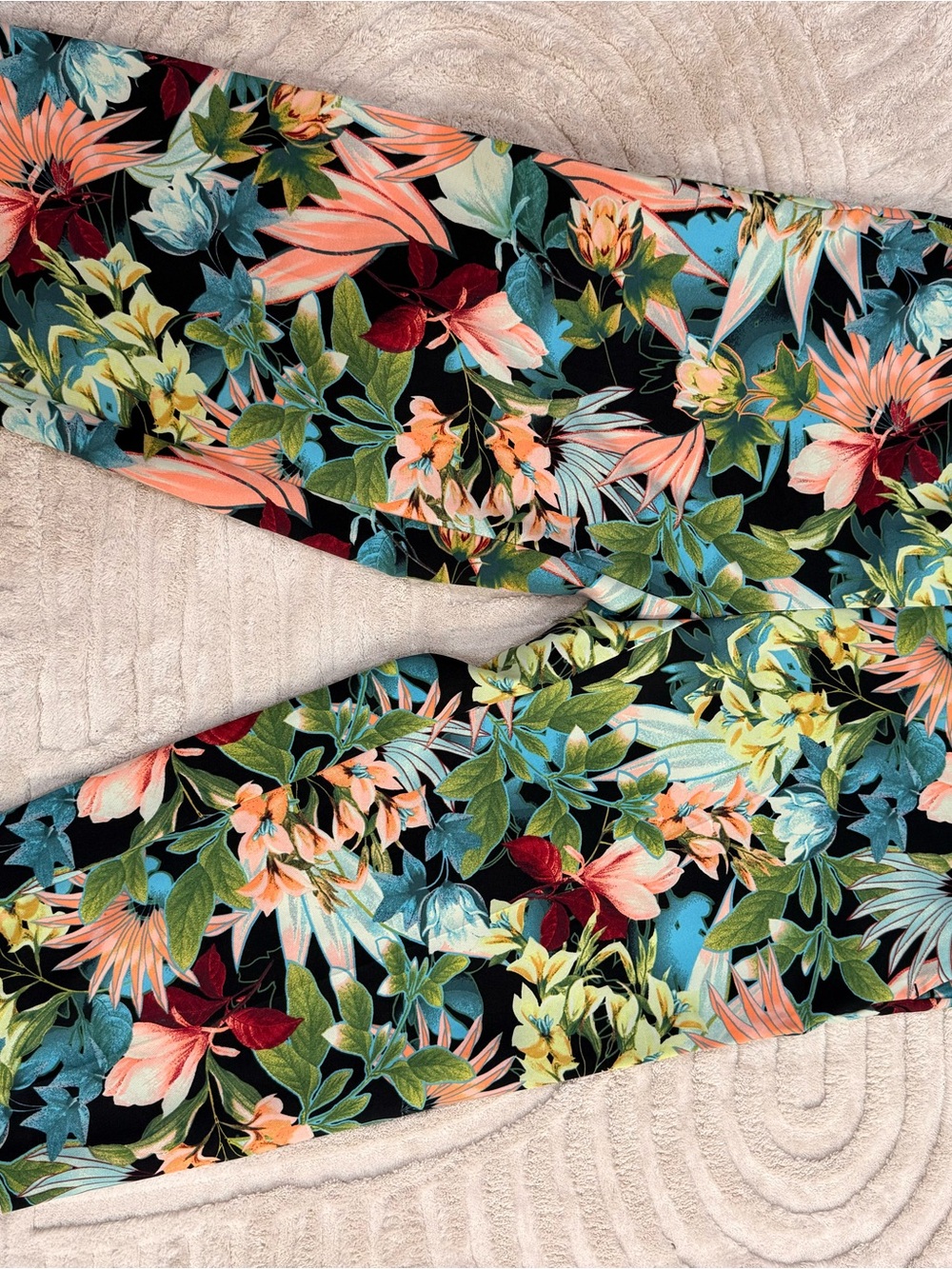 Avenue Floral Print Leggings - Black, Green, Coral, Teal
